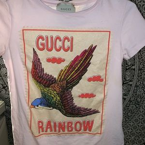 Gucci rainbow bird stamp shirt